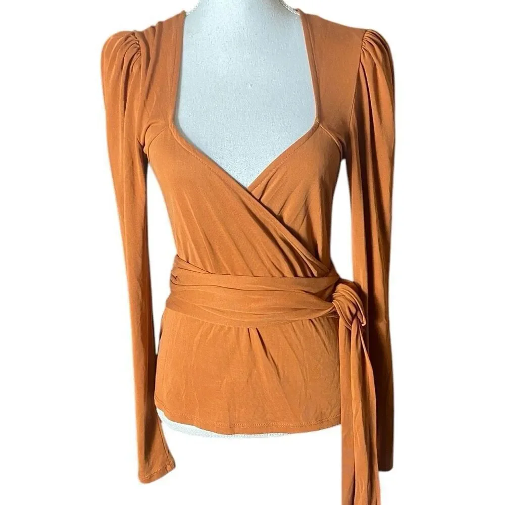 Free People Womens Terracotta Wrap Front Top Medium